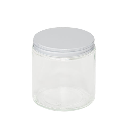 Straight-Sided Clear Glass Jars 16 oz + Metal Lid