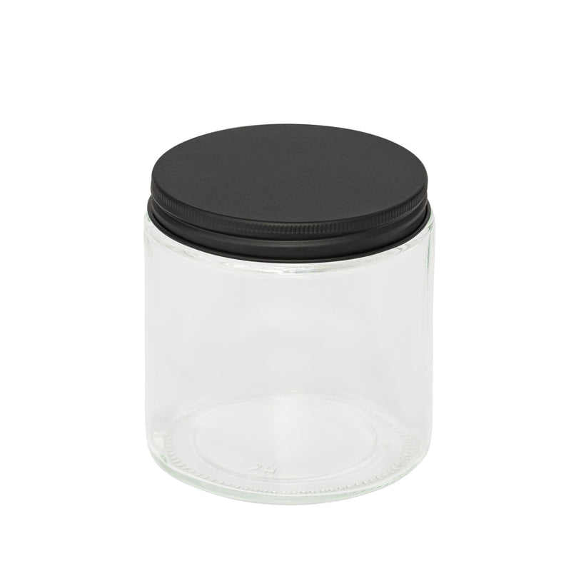 Load image into Gallery viewer, Straight-Sided Clear Glass Jars 16 oz + Metal Lid
