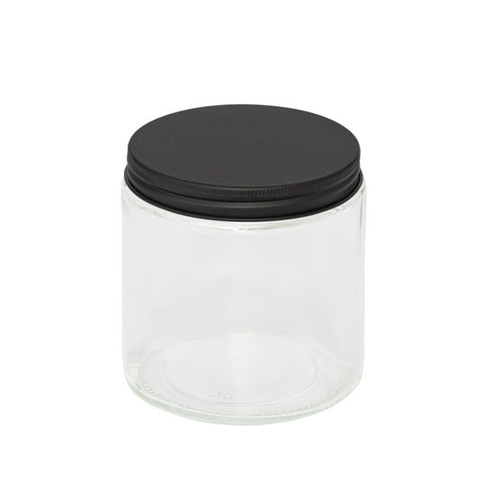 Straight-Sided Clear Glass Jars 16 oz + Metal Lid