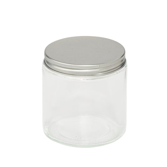 Straight-Sided Clear Glass Jars 16 oz + Metal Lid