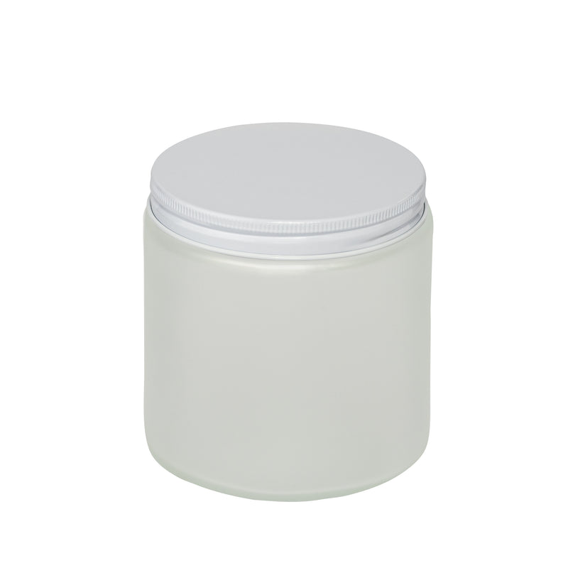 Load image into Gallery viewer, Straight-Sided Clear frosted Glass Jars 16 oz + Metal Lid
