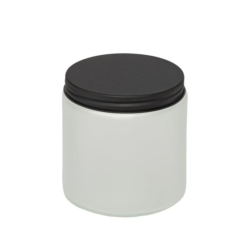 Load image into Gallery viewer, Straight-Sided Clear frosted Glass Jars 16 oz + Metal Lid
