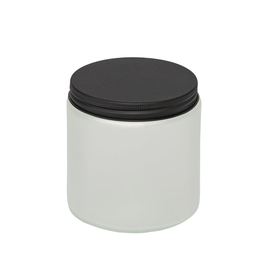Straight-Sided Clear frosted Glass Jars 16 oz + Metal Lid
