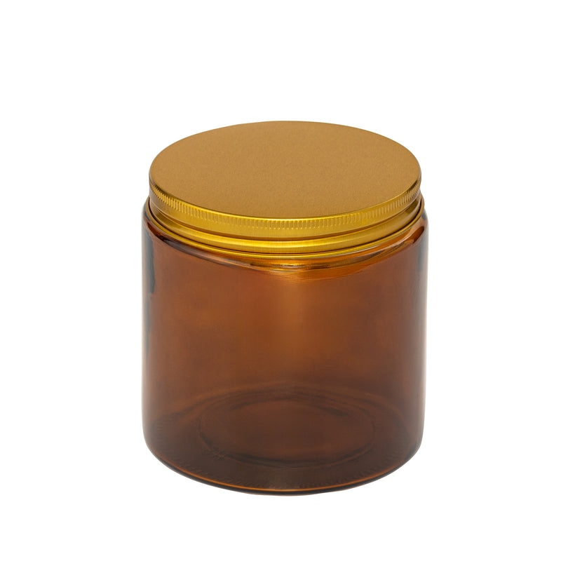 Load image into Gallery viewer, Straight-Sided Amber Glass Jars 16 oz + Metal Lid
