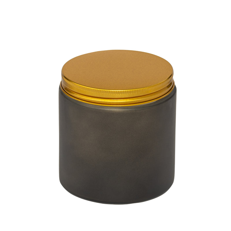 Load image into Gallery viewer, Straight-Sided Black Frosted Glass Jars 16 oz + Metal Lid
