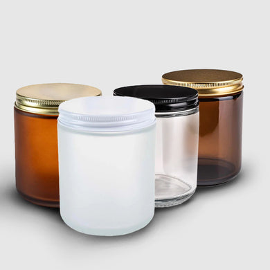 Straight-Sided Glass Jars 8 oz + Metal Lid