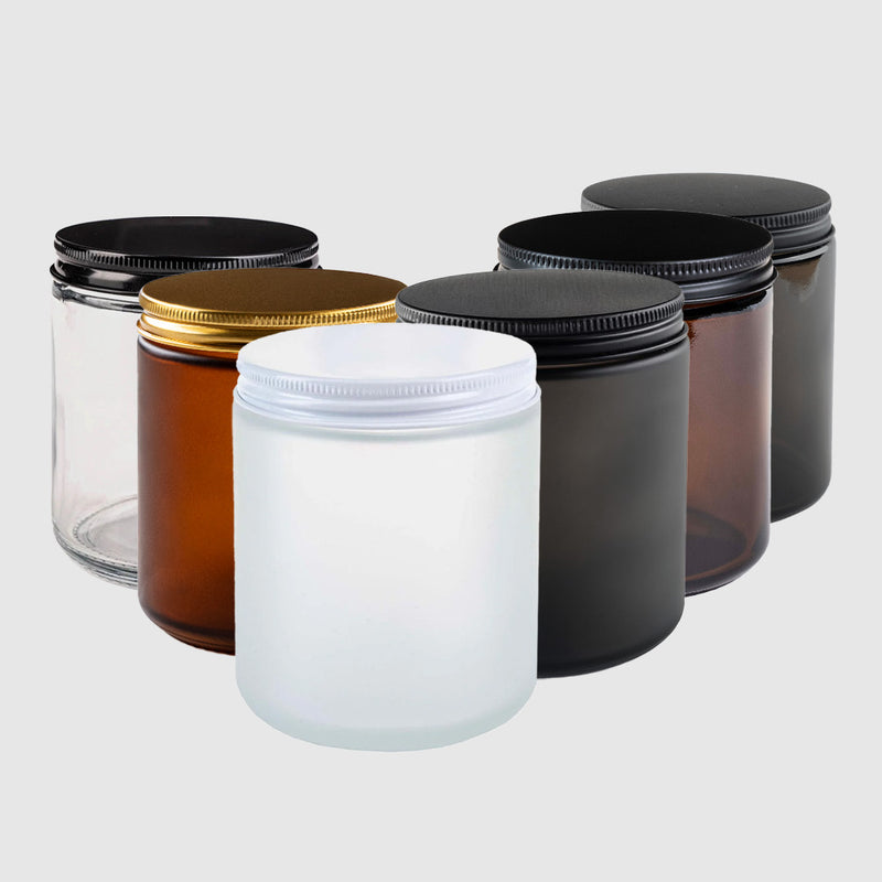 Load image into Gallery viewer, Straight-Sided Glass Jars 8 oz + Metal Lid
